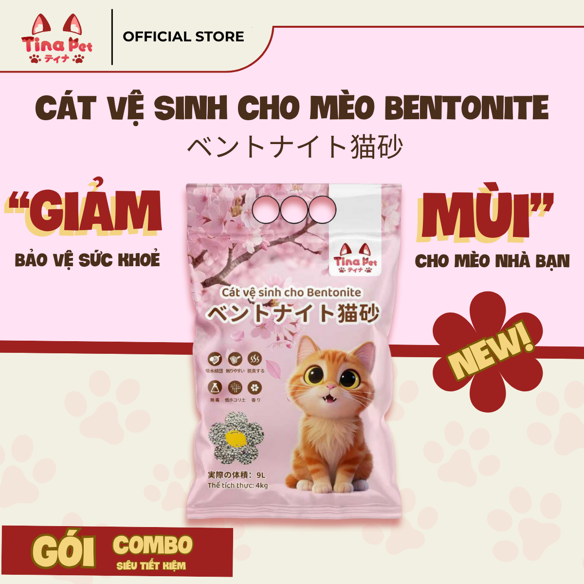 Cát vệ sinh, cát đất sét cho mèo | NHIỀU MÙI | TINA PET